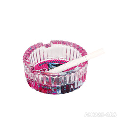 Gorilla Roling Stars Brand Series 85mm Circular Glass Ashtray: The Bottom Is Circular With Vertical Stripes On The Side