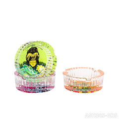 Gorilla Roling Stars Brand Series 85mm Circular Glass Ashtray: The Bottom Is Circular With Vertical Stripes On The Side