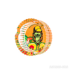 Gorilla Roling Stars Brand Series 85mm Circular Glass Ashtray: The Bottom Is Circular With Vertical Stripes On The Side