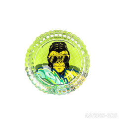 Gorilla Roling Stars Brand Series 85mm Circular Glass Ashtray: The Bottom Is Circular With Vertical Stripes On The Side