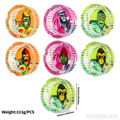 Gorilla Roling Stars Brand Series 85mm Circular Glass Ashtray: The Bottom Is Circular With Vertical Stripes On The Side