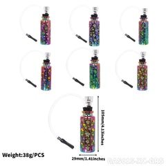 Gorilla Roling Stars Brand Series Transparent Glass Bottle Water Pipe+1 Small Silicone Straw+1 Metal Tube, Uv Pattern On The Bottle Body, 12 Mixed/1 Display Box