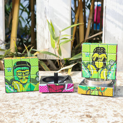 Gorilla Rolling Stars Cube Shape Biodegradable Plastic Tobacco Grinder, 4 Lay Ø 59 Plastic Herb Grinder, Portable & Easy Clean Smoker Grinder, 6 PCS / Box