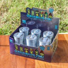 Gorilla Rolling Stars Zinc Alloy Tobacco Grinder, 4 Lay Ø 40 Metal Herb Grinder, Portable & Easy Clean Smoker Grinder, 12 PCS / Box
