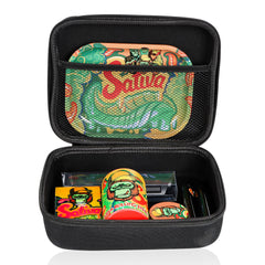 GORILLA ROLLING STARS Cigarette Roller Maker Kit, King Size Plastic Rolling Machine, 7” x 5.5” Size Rolling Tray, 4 Lay Ø 50 Metal Herb Grinder, Press Down Plastic Storage Jar, 118 mm Joint Holder, 95 x 62 x 29 mm Cigarette Case, Black Nylon Bag