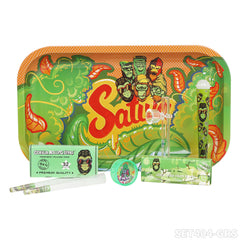Gorilla Rolling Star Smoking Kit Plastic Grinder+Glass Pipe+ Joint Holder+Rolling Paper+Rolling Tray+Pre-Rolled Cone