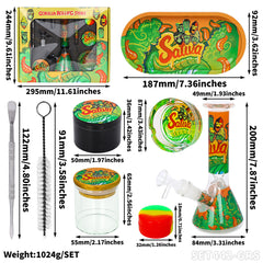 Gorilla Rolling Star Smoking Kit Glass Bong Kit +Ashtray+Grinder+Glass Jar+Silicone Case+Spoon