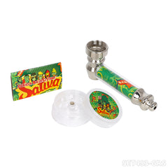 Gorilla Rolling Star Smoking Pipe Kit Metal Pipe+30mm Plastic Grinder