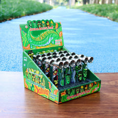 GORILLA ROLLING STARS 95 mm Glass Smoking Pipe, Green Tobacco Pipe With Metal Bowl, 24 PCS / Box