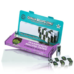 GORILLA ROLLING STARS 1 1/4 Size Transparent Cellulose Rolling Papers with Rolling Tips, Slow Burning & Organic Rolling Paper, 32 PCS / Pack 24 Pack / Box