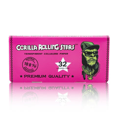 GORILLA ROLLING STARS 1 1/4 Size Transparent Cellulose Rolling Papers with Rolling Tips, Slow Burning & Organic Rolling Paper, 32 PCS / Pack 24 Pack / Box