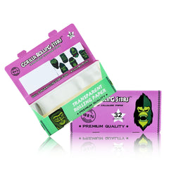 GORILLA ROLLING STARS 1 1/4 Size Transparent Cellulose Rolling Papers with Rolling Tips, Slow Burning & Organic Rolling Paper, 32 PCS / Pack 24 Pack / Box