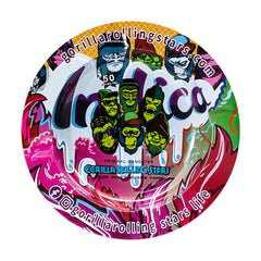 GORILLA ROLLING STARS Round Tinplate Ashtray, Ø 138 Size Metal Cigarette Ashtray with Cigarette Holder