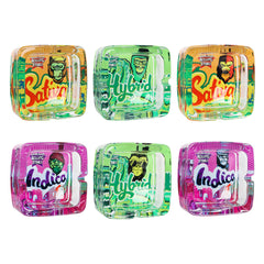 GORILLA ROLLING STARS Shatter Resistant Glass Ashtray, 93 x 42 mm Square Cigarette Ashtray with Cigarette Holder, 6 PCS / Box