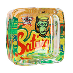 GORILLA ROLLING STARS Shatter Resistant Glass Ashtray, 93 x 42 mm Square Cigarette Ashtray with Cigarette Holder, 6 PCS / Box