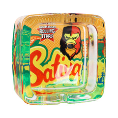 GORILLA ROLLING STARS Shatter Resistant Glass Ashtray, 93 x 42 mm Square Cigarette Ashtray with Cigarette Holder, 6 PCS / Box