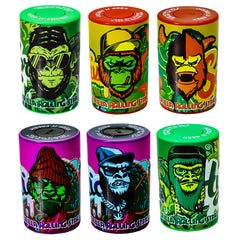 GORILLA ROLLING STARS Vacuum Sealed Press Down Plastic Storage Jar, Container Airtight Smell Proof Plastic Stash Jar, 6 Jars / Box
