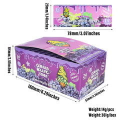 GORILLA ROLLING STARS Grape Flavored Rolling Paper with Rolling Tips, 1 1/4 Size Organic Rolling Papers, 50 PCS / Pack 24 Pack / Box