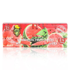 GORILLA ROLLING STARS Watermelon Flavored Rolling Paper with Rolling Tips, 1 1/4 Size Organic Rolling Papers, 50 PCS / Pack 24 Pack / Box
