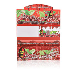 GORILLA ROLLING STARS Cherry Flavored Rolling Paper with Rolling Tips, 1 1/4 Size Organic Rolling Papers, 50 PCS / Pack 24 Pack / Box