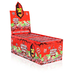 GORILLA ROLLING STARS Cherry Flavored Rolling Paper with Rolling Tips, 1 1/4 Size Organic Rolling Papers, 50 PCS / Pack 24 Pack / Box