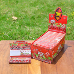 GORILLA ROLLING STARS Cherry Flavored Rolling Paper with Rolling Tips, 1 1/4 Size Organic Rolling Papers, 50 PCS / Pack 24 Pack / Box