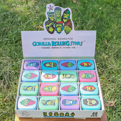 GORILLA ROLLING STARS Flip Smell Proof Metal Tin, 62 x 50 mm Metal Storage Case, Colorful Tinplate Storage Box, 48 PCS / Box