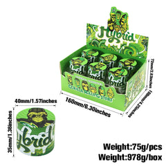 Gorilla Rolling Stars Green Zinc Alloy Tobacco Grinder, 4 Lay Ø 40 Metal Herb Grinder, Portable & Easy Clean Smoker Grinder, 6 PCS / Box