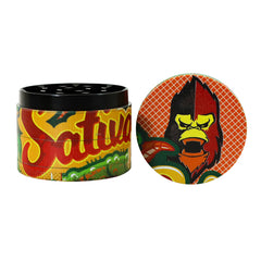 Gorilla Rolling Stars Yellow Zinc Alloy Tobacco Grinder, 4 Lay Ø 50 Metal Herb Grinder, Portable & Easy Clean Smoker Grinder, 6 PCS / Box