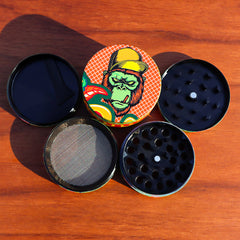 Gorilla Rolling Stars Yellow Zinc Alloy Tobacco Grinder, 4 Lay Ø 50 Metal Herb Grinder, Portable & Easy Clean Smoker Grinder, 6 PCS / Box