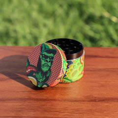 Gorilla Rolling Stars Yellow Zinc Alloy Tobacco Grinder, 4 Lay Ø 50 Metal Herb Grinder, Portable & Easy Clean Smoker Grinder, 6 PCS / Box