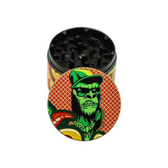 Gorilla Rolling Stars Yellow Zinc Alloy Tobacco Grinder, 4 Lay Ø 50 Metal Herb Grinder, Portable & Easy Clean Smoker Grinder, 6 PCS / Box