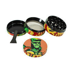 Gorilla Rolling Stars Yellow Zinc Alloy Tobacco Grinder, 4 Lay Ø 50 Metal Herb Grinder, Portable & Easy Clean Smoker Grinder, 6 PCS / Box