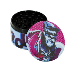 Gorilla Rolling Stars Purple Zinc Alloy Tobacco Grinder, 4 Lay Ø 63 Metal Herb Grinder, Portable & Easy Clean Smoker Grinder, 6 PCS / Box