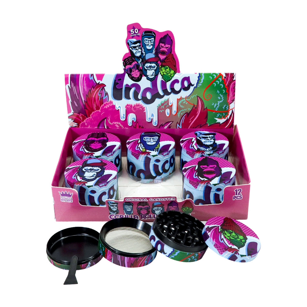 Gorilla Rolling Stars Purple Zinc Alloy Tobacco Grinder, 4 Lay Ø 63 Metal Herb Grinder, Portable & Easy Clean Smoker Grinder, 6 PCS / Box