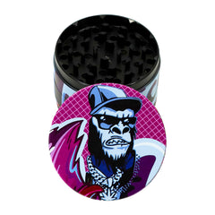 Gorilla Rolling Stars Purple Zinc Alloy Tobacco Grinder, 4 Lay Ø 63 Metal Herb Grinder, Portable & Easy Clean Smoker Grinder, 6 PCS / Box