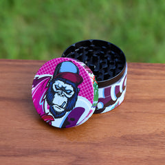 Gorilla Rolling Stars Purple Zinc Alloy Tobacco Grinder, 4 Lay Ø 63 Metal Herb Grinder, Portable & Easy Clean Smoker Grinder, 6 PCS / Box