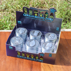 Gorilla Rolling Stars Zinc Alloy Tobacco Grinder, 3 Lay Ø 40 Metal Herb Grinder, Portable & Easy Clean Smoker Grinder, 12 PCS / Box