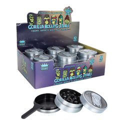 Gorilla Rolling Stars Zinc Alloy Tobacco Grinder, 3 Lay Ø 40 Metal Herb Grinder, Portable & Easy Clean Smoker Grinder, 12 PCS / Box
