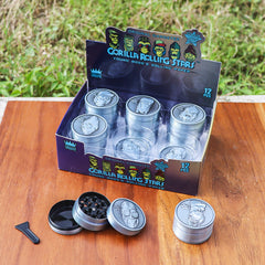 Gorilla Rolling Stars Zinc Alloy Tobacco Grinder, 3 Lay Ø 40 Metal Herb Grinder, Portable & Easy Clean Smoker Grinder, 12 PCS / Box