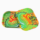 GORILLA ROLLING STARS Tinplate Rolling Tray with Magnetic Lid Cover, 180 x 140 mm Smooth Rounded Edge Rolling Tray, Portable Cigarette Rolling Tray