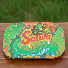 GORILLA ROLLING STARS Tinplate Rolling Tray with Magnetic Lid Cover, 180 x 140 mm Smooth Rounded Edge Rolling Tray, Portable Cigarette Rolling Tray