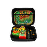 GORILLA ROLLING STARS Cigarette Roller Maker Kit, King Size Plastic Rolling Machine, 7” x 5.5” Size Rolling Tray, 4 Lay Ø 50 Metal Herb Grinder, Press Down Plastic Storage Jar, 118 mm Joint Holder, 95 x 62 x 29 mm Cigarette Case, Black Nylon Bag