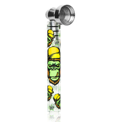 GORILLA ROLLING STARS 95 mm Glass Smoking Pipe, Green Tobacco Pipe With Metal Bowl, 24 PCS / Box