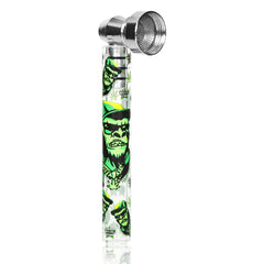 GORILLA ROLLING STARS 95 mm Glass Smoking Pipe, Green Tobacco Pipe With Metal Bowl, 24 PCS / Box