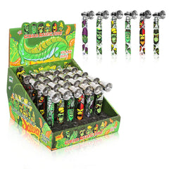 GORILLA ROLLING STARS 95 mm Glass Smoking Pipe, Green Tobacco Pipe With Metal Bowl, 24 PCS / Box