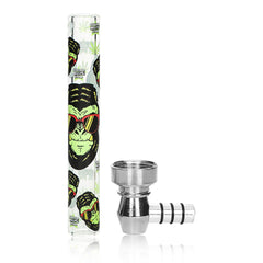 GORILLA ROLLING STARS 95 mm Glass Smoking Pipe, Green Tobacco Pipe With Metal Bowl, 24 PCS / Box