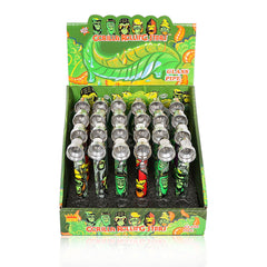 GORILLA ROLLING STARS 95 mm Glass Smoking Pipe, Green Tobacco Pipe With Metal Bowl, 24 PCS / Box