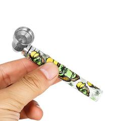 GORILLA ROLLING STARS 95 mm Glass Smoking Pipe, Green Tobacco Pipe With Metal Bowl, 24 PCS / Box