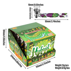 GORILLA ROLLING STARS 95 mm Glass Smoking Pipe, Green Tobacco Pipe With Metal Bowl, 24 PCS / Box